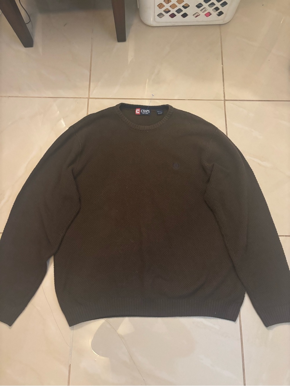 Chaps Men's Crewneck Sweater in Olive Green